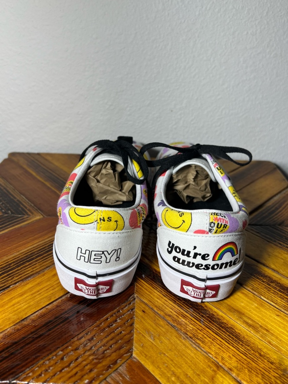 NWOT Vans Multi Floral & Smiley Low-Top Sneakers, Hippie Boho, Womens 8.5 - Picture 4 of 7